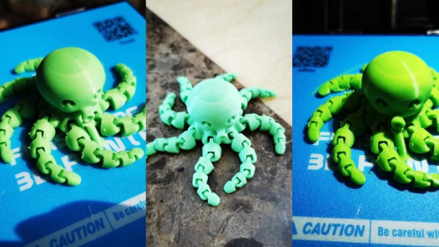 green 3d printer toy octopuses