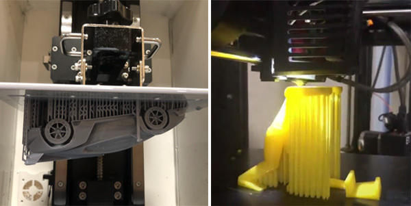resin 3D Printing (left) VS FDM 3D printing (right)